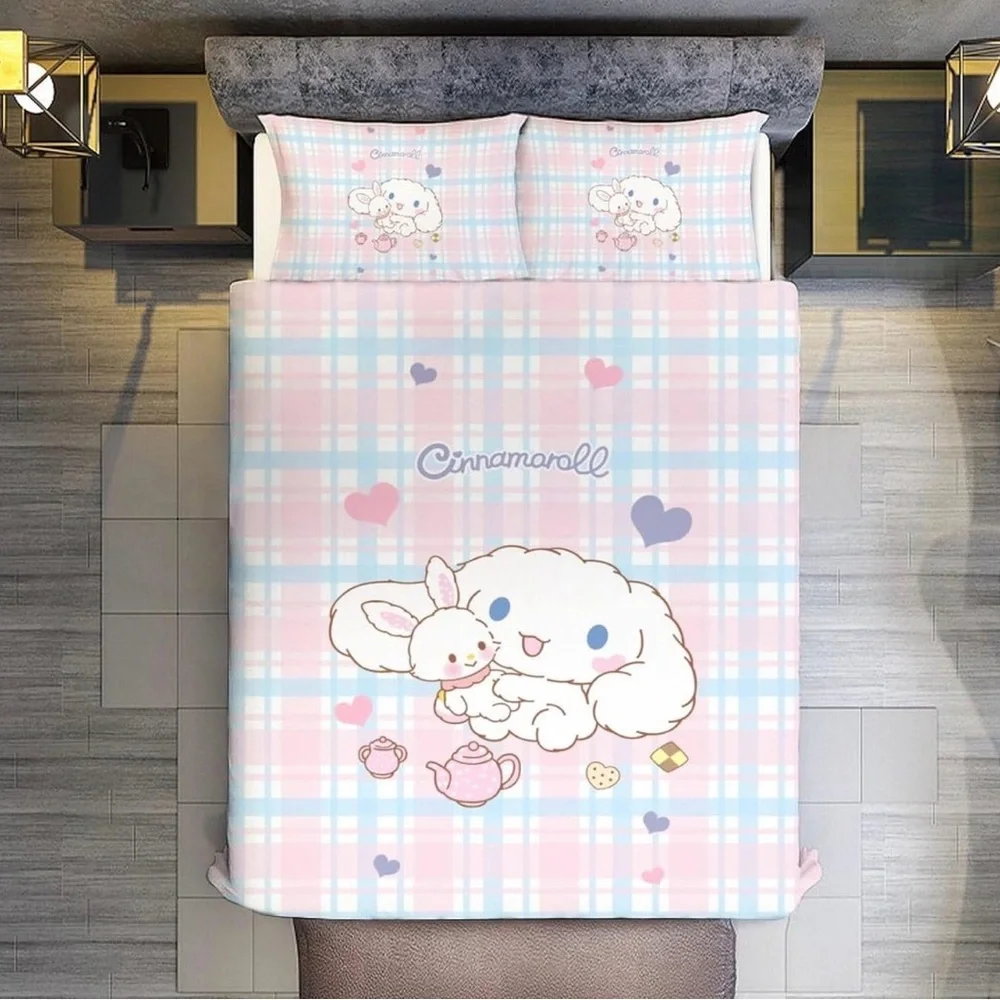 TWIN SIZE Cinnamoroll 3-Piece Bedding Set with 1 Duvet Cover and 2 Pillowcases
